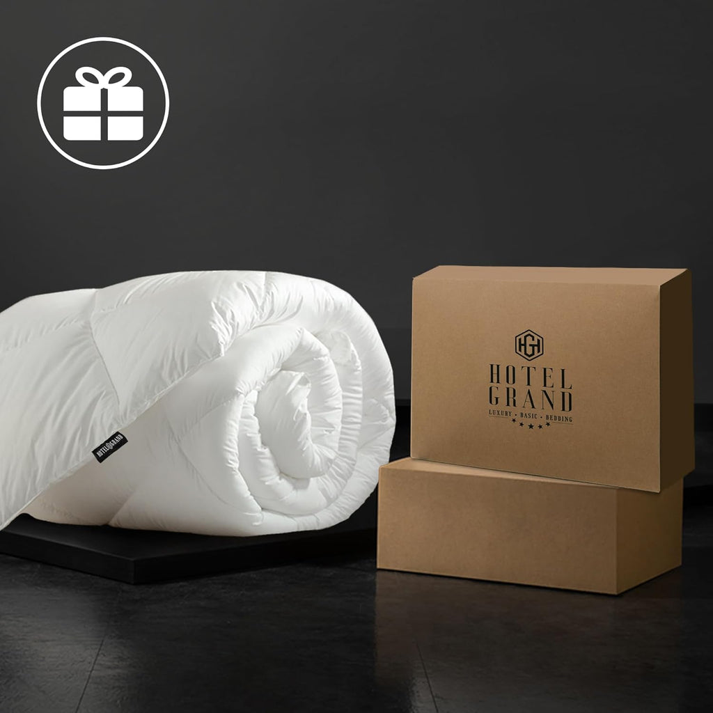 Luxury White Goose Feather Down Fiber Comforter King, 100% Cotton All Season Duvet Insert King