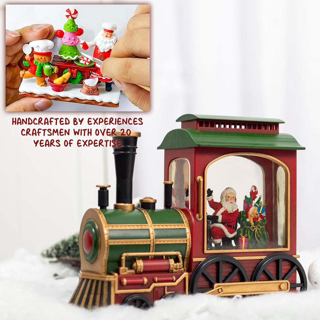 Christmas Train Snow Globe with Music and Lights, Musical Snow Globe Lantern for Holiday Decor, Battery/USB Powered