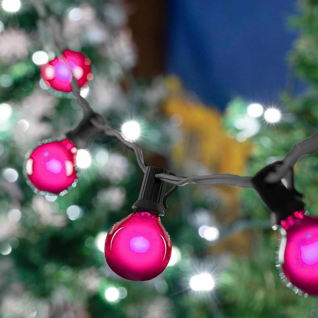 G40 Pink Outdoor Globe Bulbs, E12 Candelabra Base