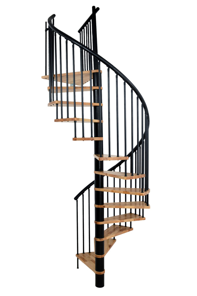 Austrian Indoor Spiral Staircase, Beech Wood Lacquered Steps, Aluminum Handrail & Steel Spacers Railing in 3 Colors