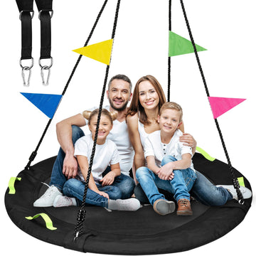 Tree Swing, 60 inch Larger Saucer Swing for Whole Family, Black