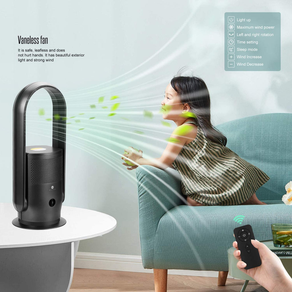 Bladeless Tower Fan and Air Purifier Combo, Quiet Oscillating Fan with Remote & Touch Control, 9 Speeds, 8H Timer