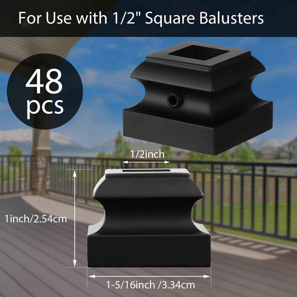 48 Pcs Iron Baluster Shoes for Square Staircase Balusters