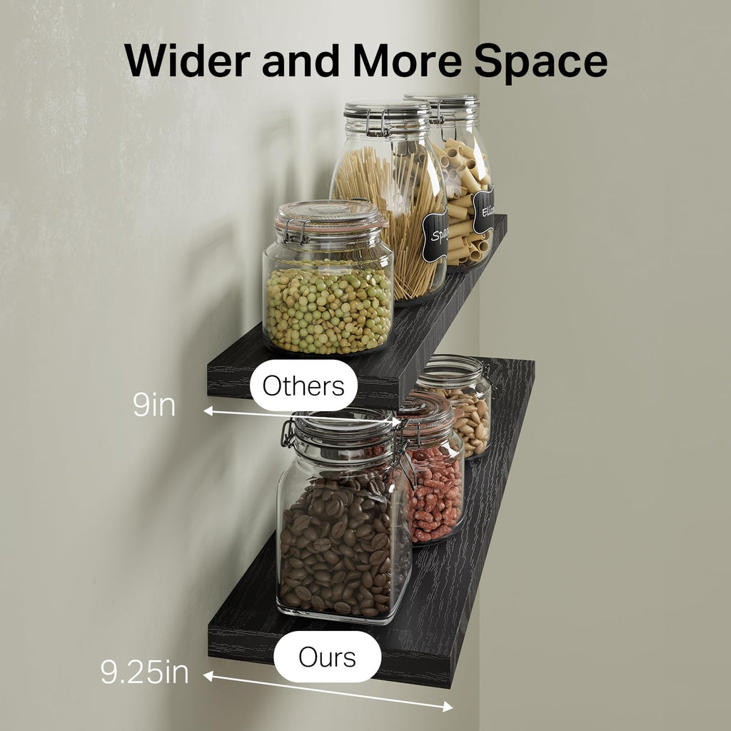Black Floating Shelves 47.2in, Set of 2, Wall Mounted for Wall Decor