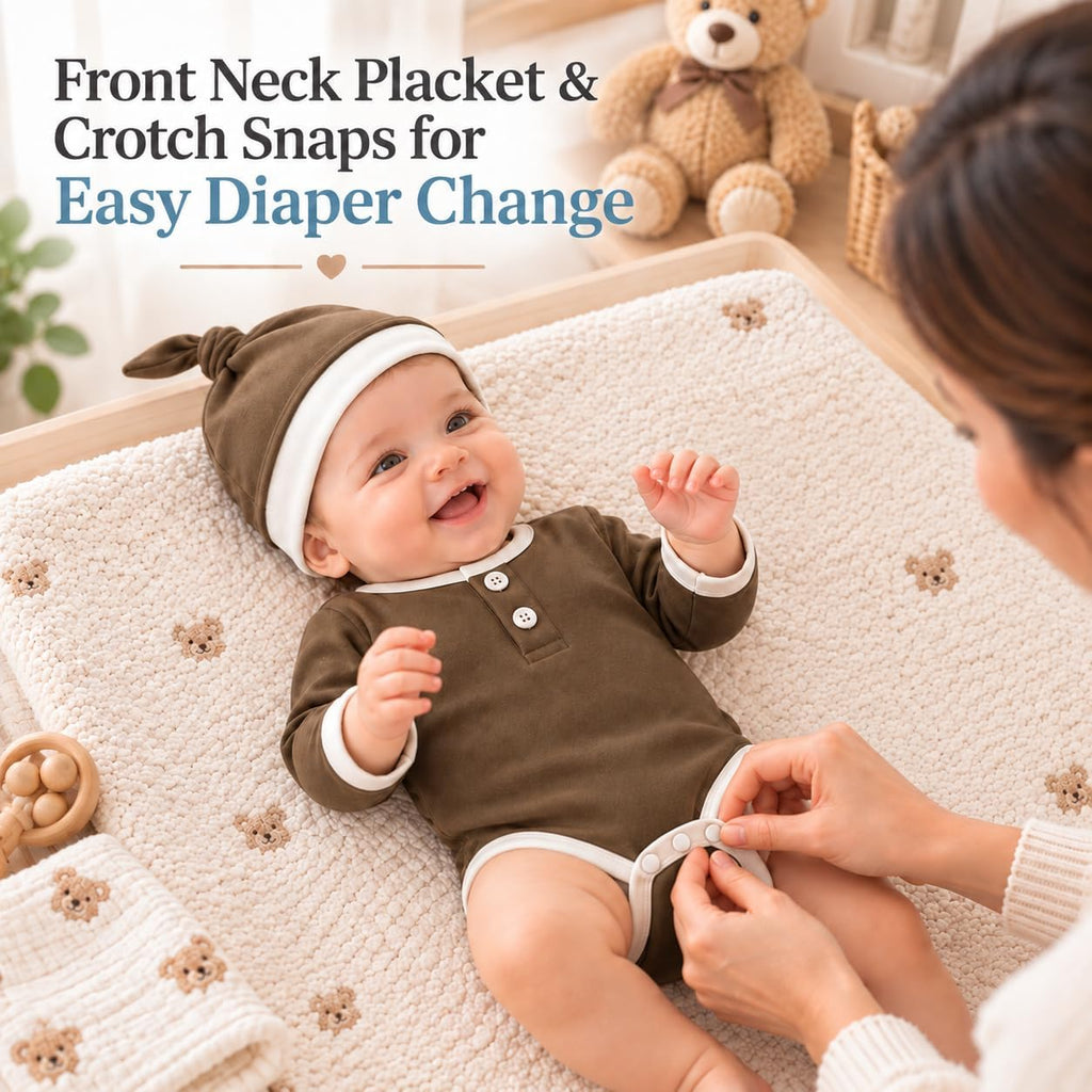 Organic Cotton Newborn Baby Boy Clothes 3PCS Romper Pants Hat Set