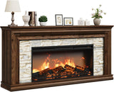 QUW 70" Fireplace TV Stand Up to 80" TVs, 42" Modern Electric Fireplace with Mantel