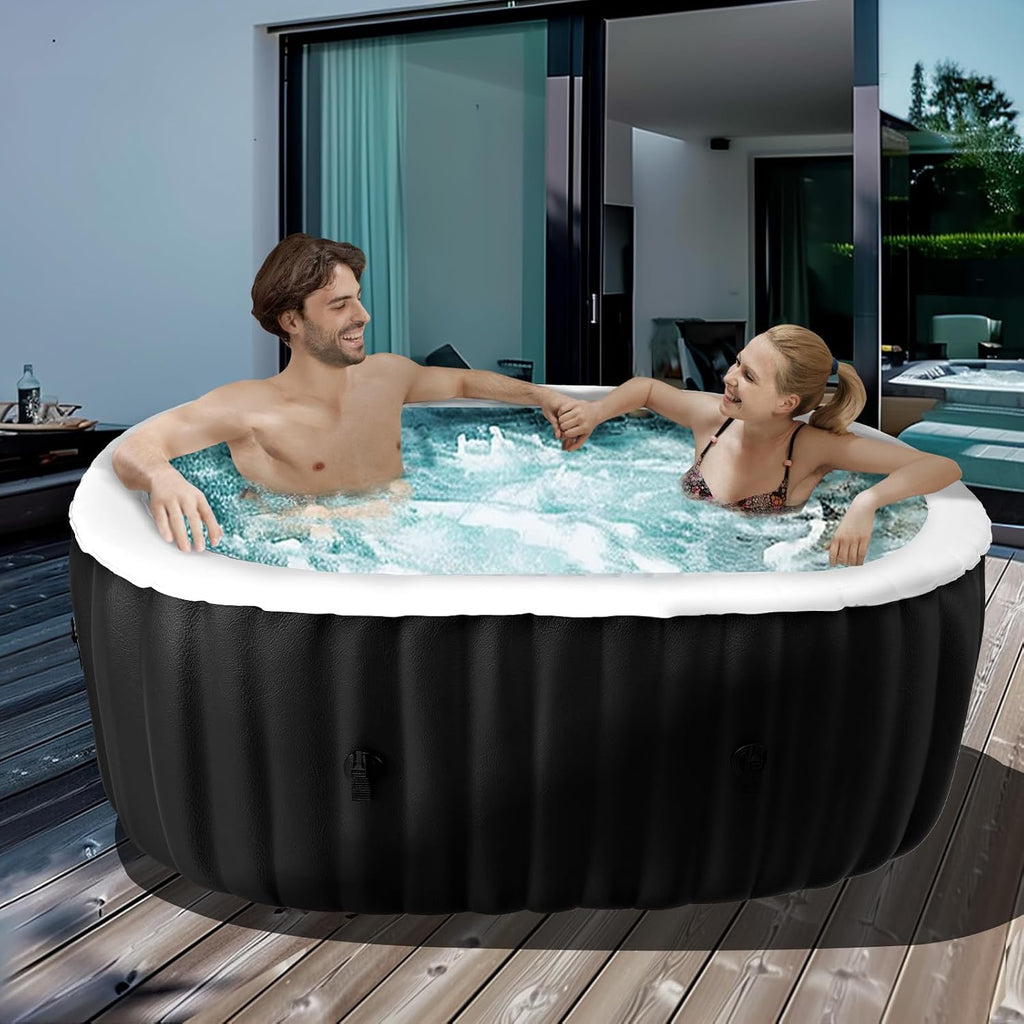 75" X 47" X 25" Inflatable Hot Tub, 1-2 Person Oval PVC Spa | Blow Up Hot Tub Portable Outdoor Spa with 100 Bubble