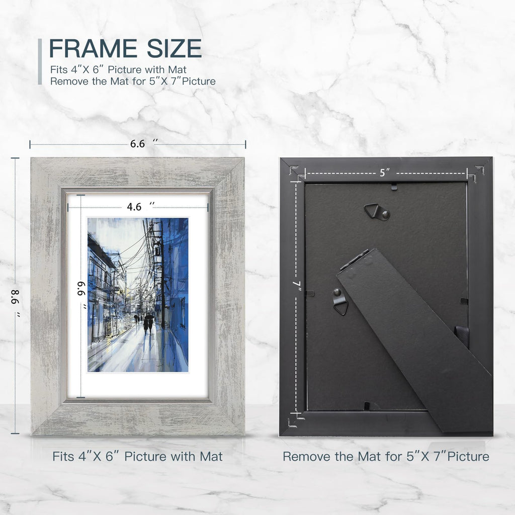 5x7 Picture Frames Set of 4, Rustic Retro Photo Frame(White)