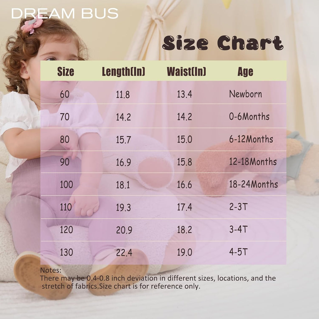 5 Pack Toddler Girl Leggings Ribbed Cotton Stretch Pants