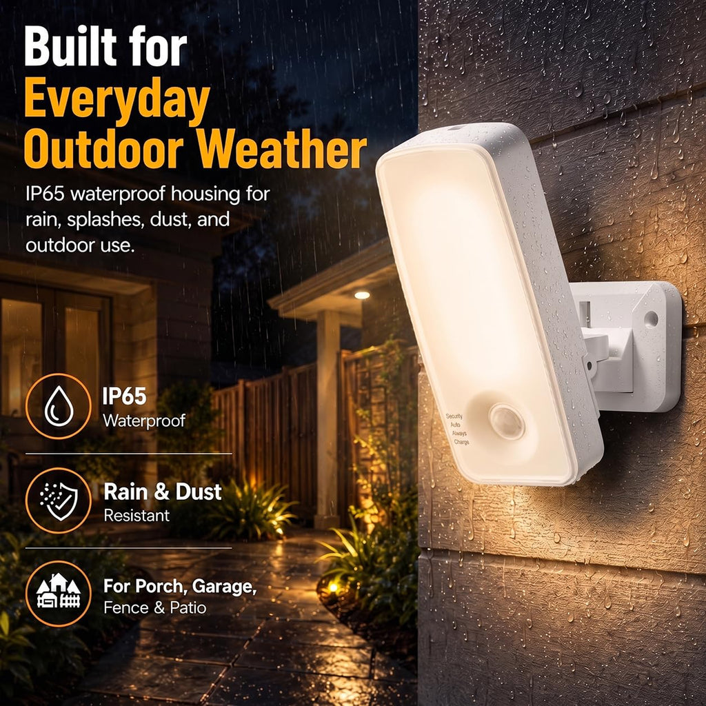 Rechargeable Outdoor Wall Lights, Motion Sensor Porch Lights, White