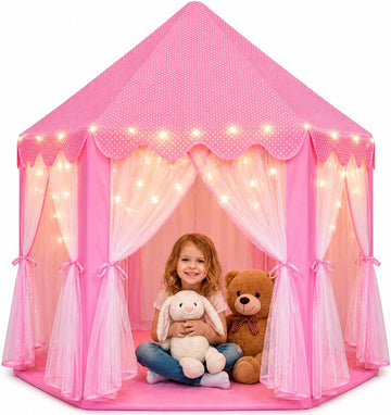 Princess Tent for Girls, Kids Pink Play Tent, Ages 2-7, 55" x 53"