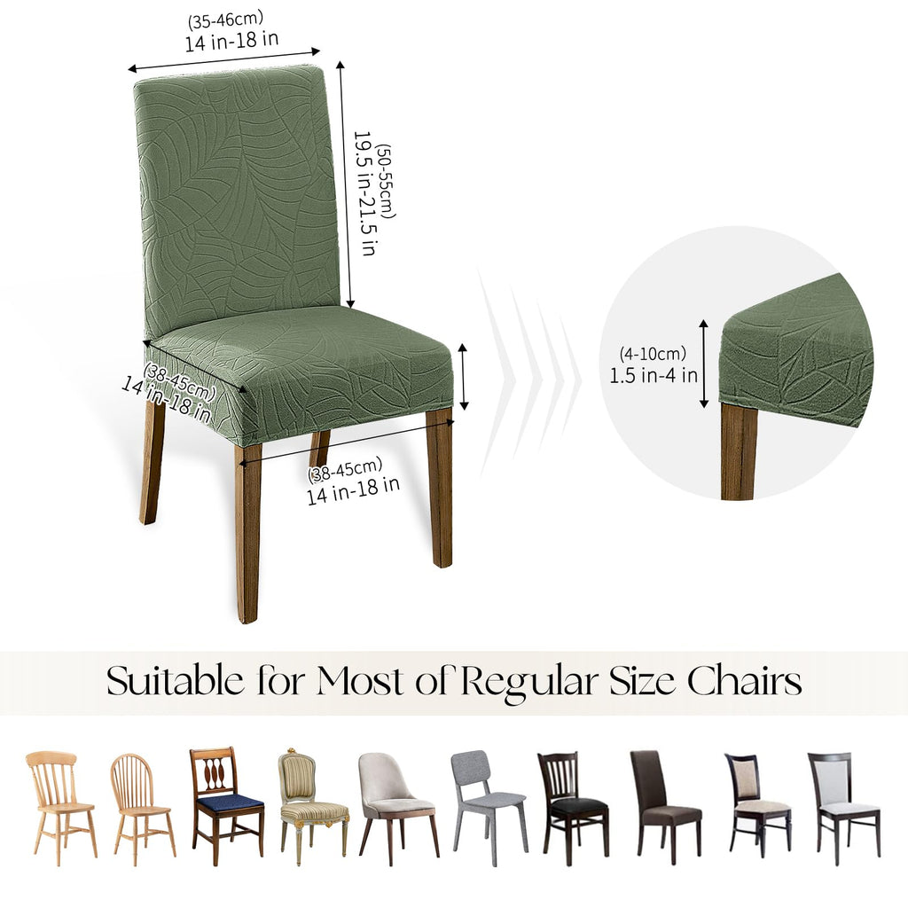 100% Waterproof Dining Room Chair Covers Set of 4, Green