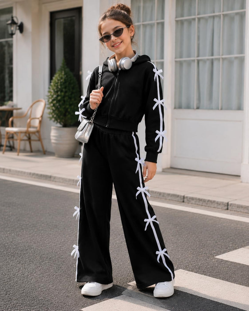 Girls 2 Piece Outfit Set Long Sleeve Sweatshirt & Wide Leg Pants Set