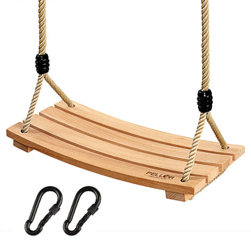 Beech Wood Tree Swing Seat Hanging Swing Seat 16.5"x 7.9"x 0.6", Adjustable Rope Tree Swings Set for Kids Children