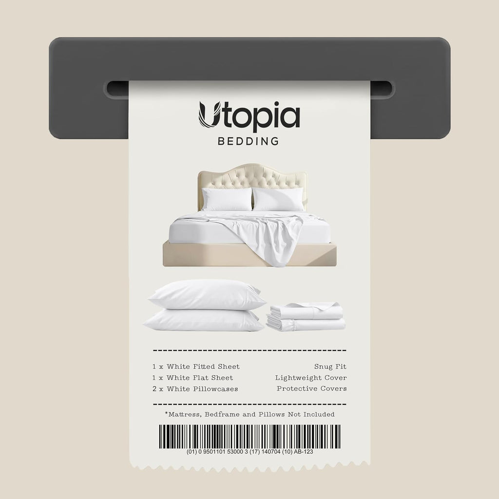 Queen Sheet Set - 4 Piece Bed Sheets, Soft and Breathable Microfiber, Includes 1 Fitted Sheet, 1 Flat Sheet and 2