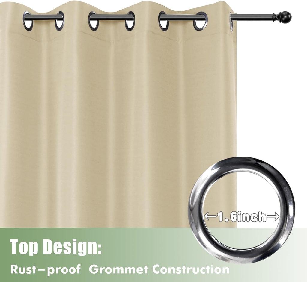 6 Pack Outdoor Curtains Waterproof 54x84 Inch Cream | Outsides Curtains for Cabana Porch Pergola Balcony