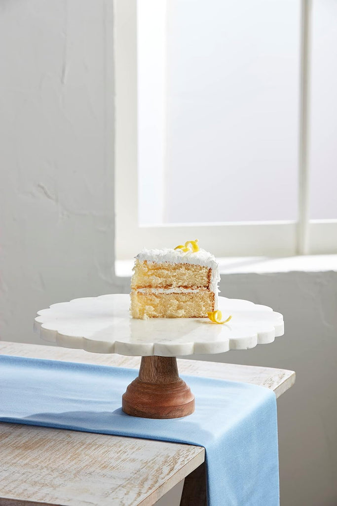 Marble Cake Stand, 12" dia, White