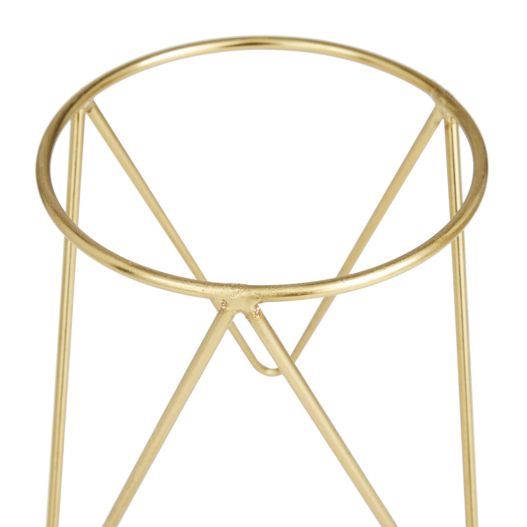 Metal Indoor Outdoor Planter Small Planter Pot with Removable Stand, Set of 2 Planters 7", 7"W, Gold