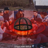 Globe Fire Pit with BBQ Grill - Spherical Wood Burning Fire Ball