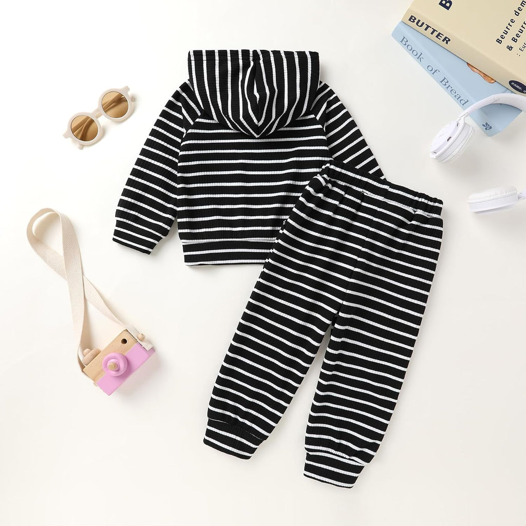 Toddler Baby Girl Waffle Knit Sweatsuit Set Fall Winter Outfit
