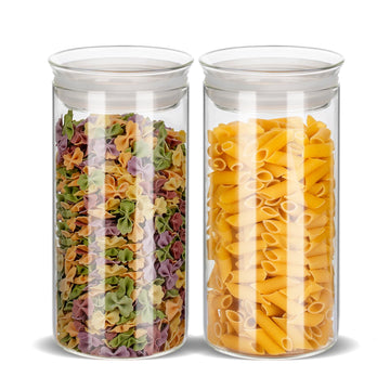 Glass Canisters with Airtight Lids, Set of 2 50oz Tall Storage Jars