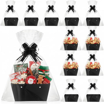 12 Pack Basket for Gift Empty Bulk Empty Gift Basket Kit, Black