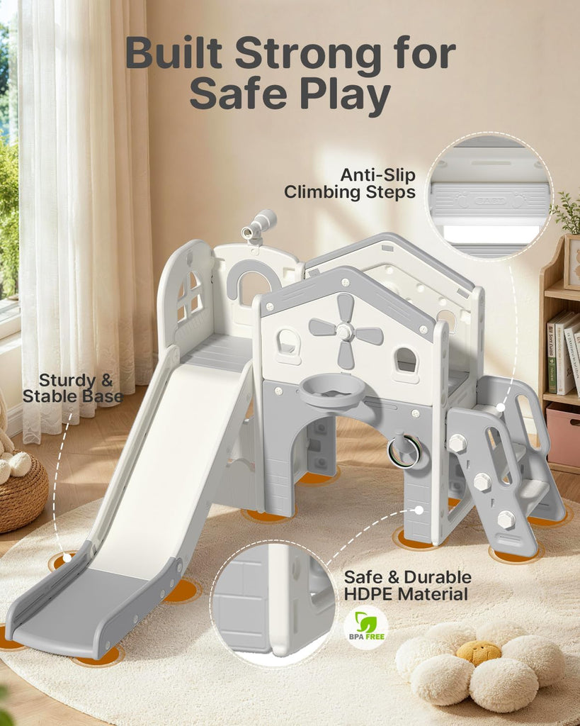 Toddler Slide Playset, in-1 Kids Slide for Toddlers 1-3, Gray
