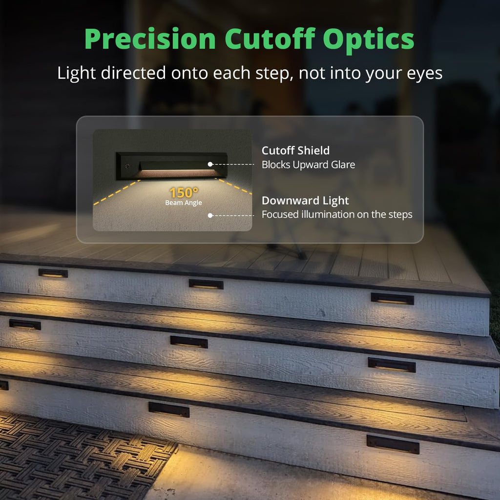 Low Voltage 9-15V AC/DC LED Linear Step Lights, 2W Landscape Cutoff Stair Riser Light, Outdoor Waterproof