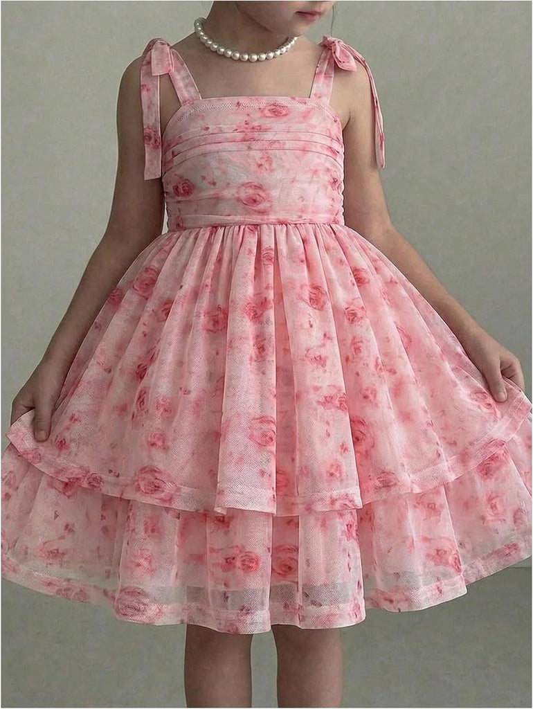 Toddler Girl's Floral Layered Ruffle Tank Dress Cute Summer Outfits