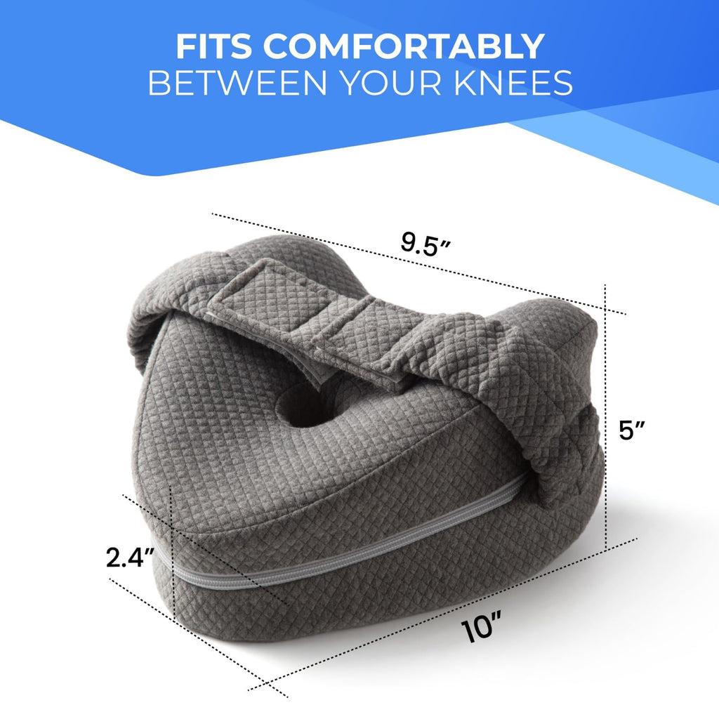 Memory Foam Knee Pillow for Side Sleepers Hip Pain with Adjustable Strap - Between Leg Pillow for Side Sleeping