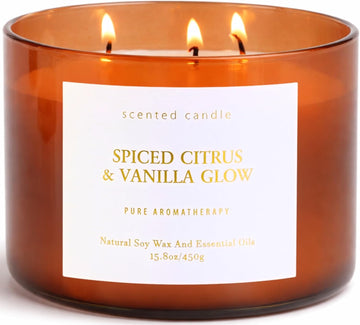 Spiced Citrus Vanilla 3-Wick Fall Scented Large Soy Candle 15.8oz