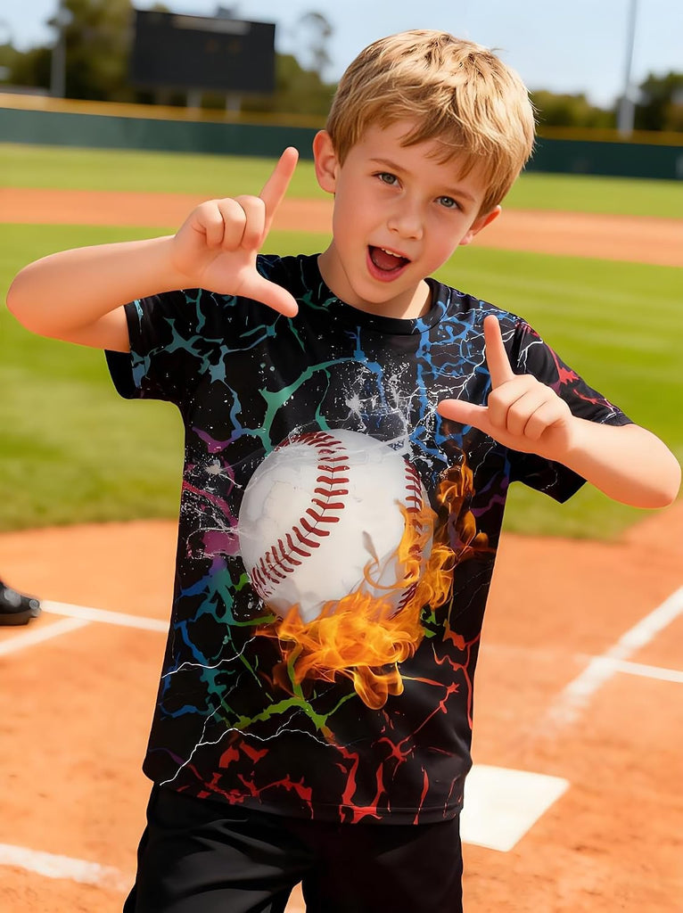 Boys T-Shirts Kids Neon 3D Graphic Tees