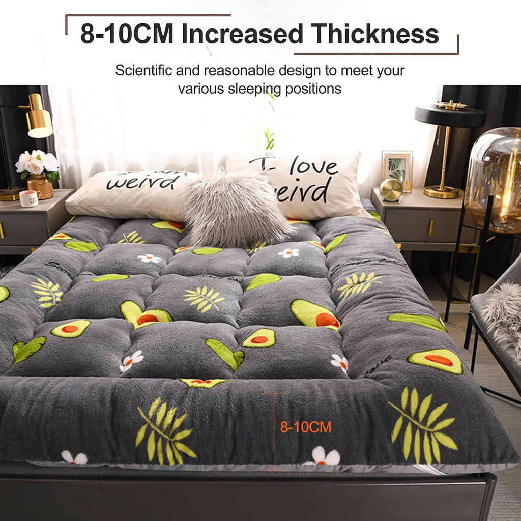 Japanese Style Roll Up Mattress, Thick Futon Floor Mattress with Non Slip Straps, Tatami Mat Floor Mattress
