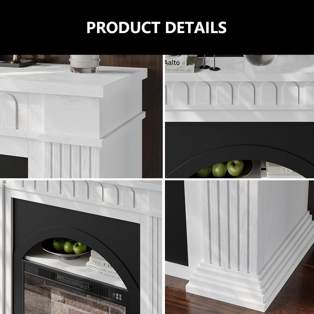 44" Electric Fireplace Mantel, TV Stand with Freestanding Electric Fireplace