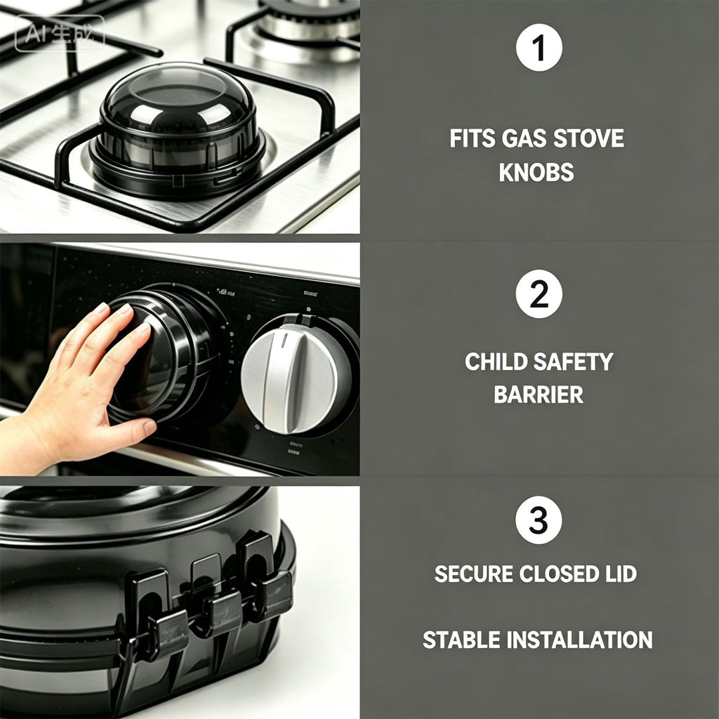 Stove Knob Safety Covers - 6 Pack Heat Resistant Gas Stove Knob Locks Childproof Oven Covers Applicable Pet and Child