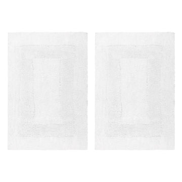 2 Pack Reversible Bath Mat - Soft Plush Bath Rug -17x24- White