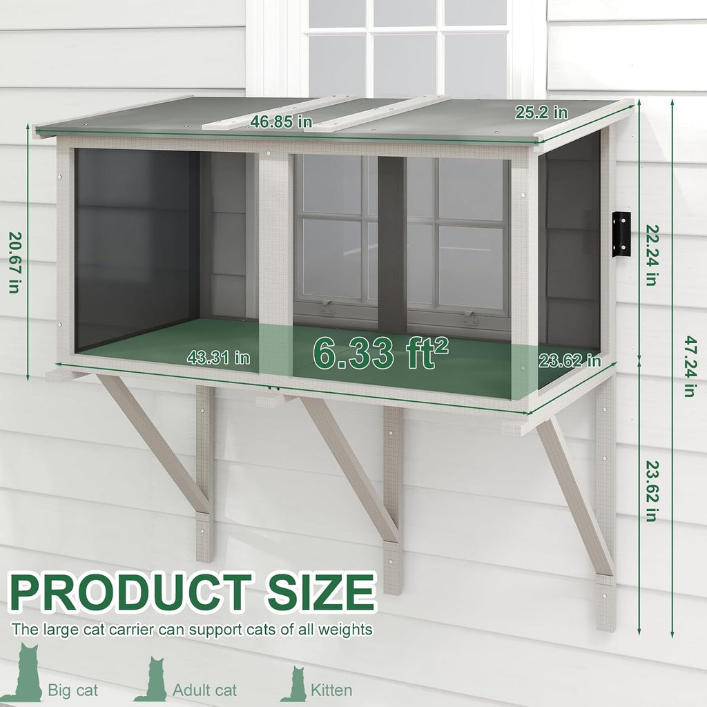 Cat Catio, Expandable Window Box Enclosure for Indoor Cats