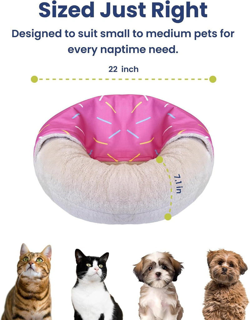 Orthopedic Memory Foam Donut-Themed Plush Bolster Cat & Dog Bed