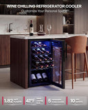 18 Bottle Compressor Wine Cooler Refrigerator，Freestanding Wine Fridge with Digi