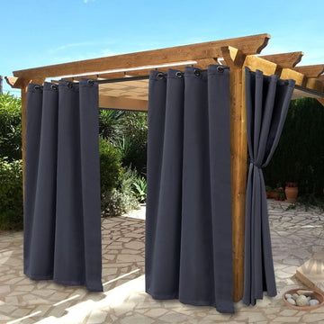 Waterproof Indoor/Outdoor Curtains Thermal Insulated | Sun Blocking Privacy Grommet Blackout Curtains /Porch/Living