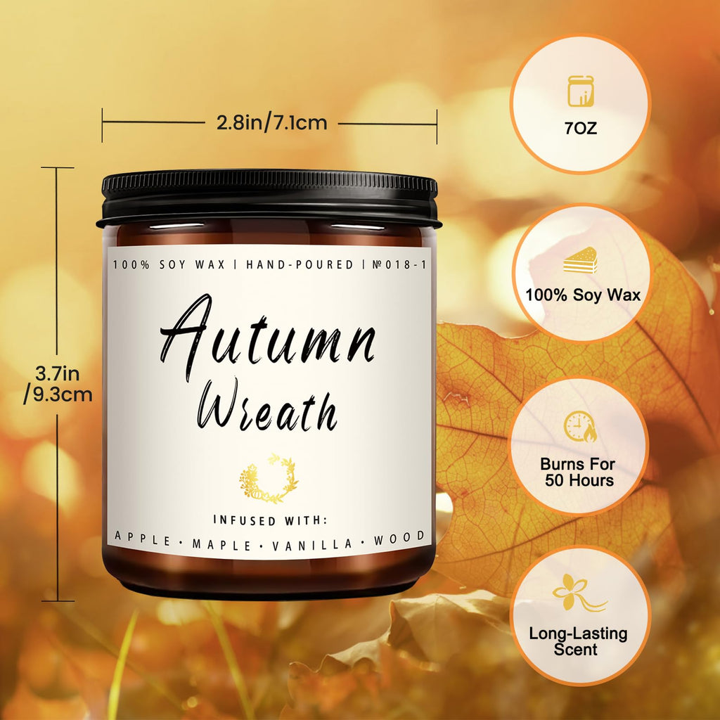 Fall Candle Set | 4 Pack Scented Candles - Candle Gifts for Women Men, Soy Candles Home Scented | Autumn Fragrance of