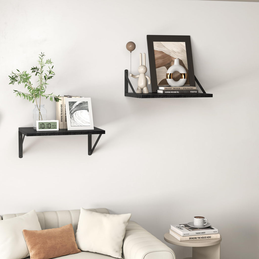 16W x 12D Deep Floating Shelves Set of 2 Black