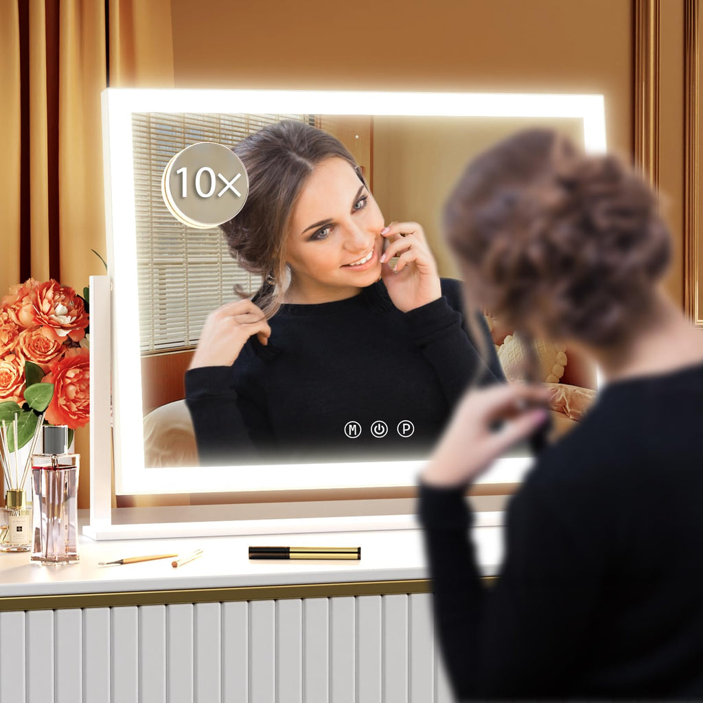 17.3 x13 in Lighted Makeup Mirror, 10X Magnifiers