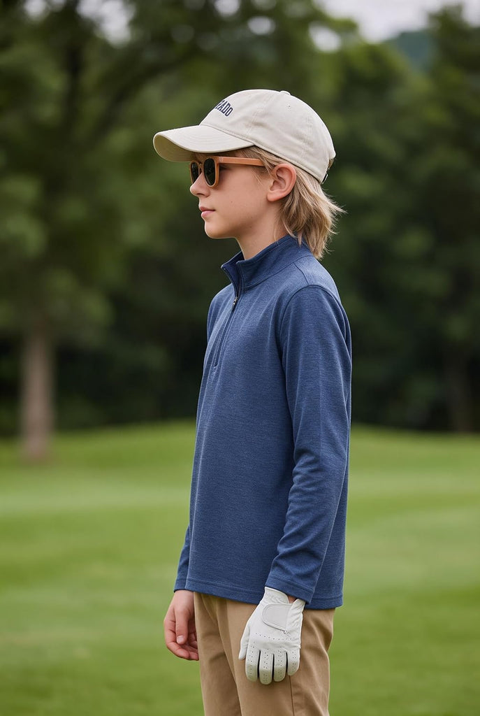 Boy's Quarter Zip Pullover Lightweight Mock Neck Active Tops