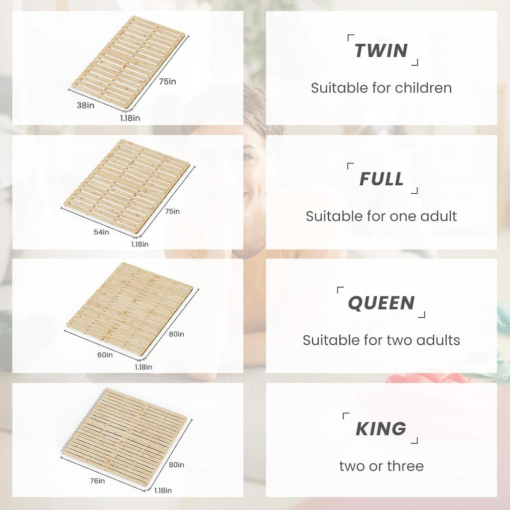 Floor Bed Frame, Foldable Japanese Tatami Bed Frame for Futon Mattress