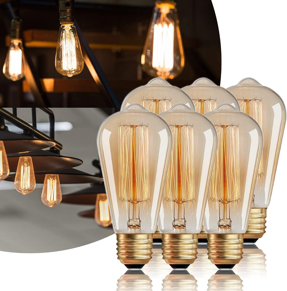 ST64 Incandescent Light Bulbs 40W E26 Dimmable Edison Bulbs 2 Pack