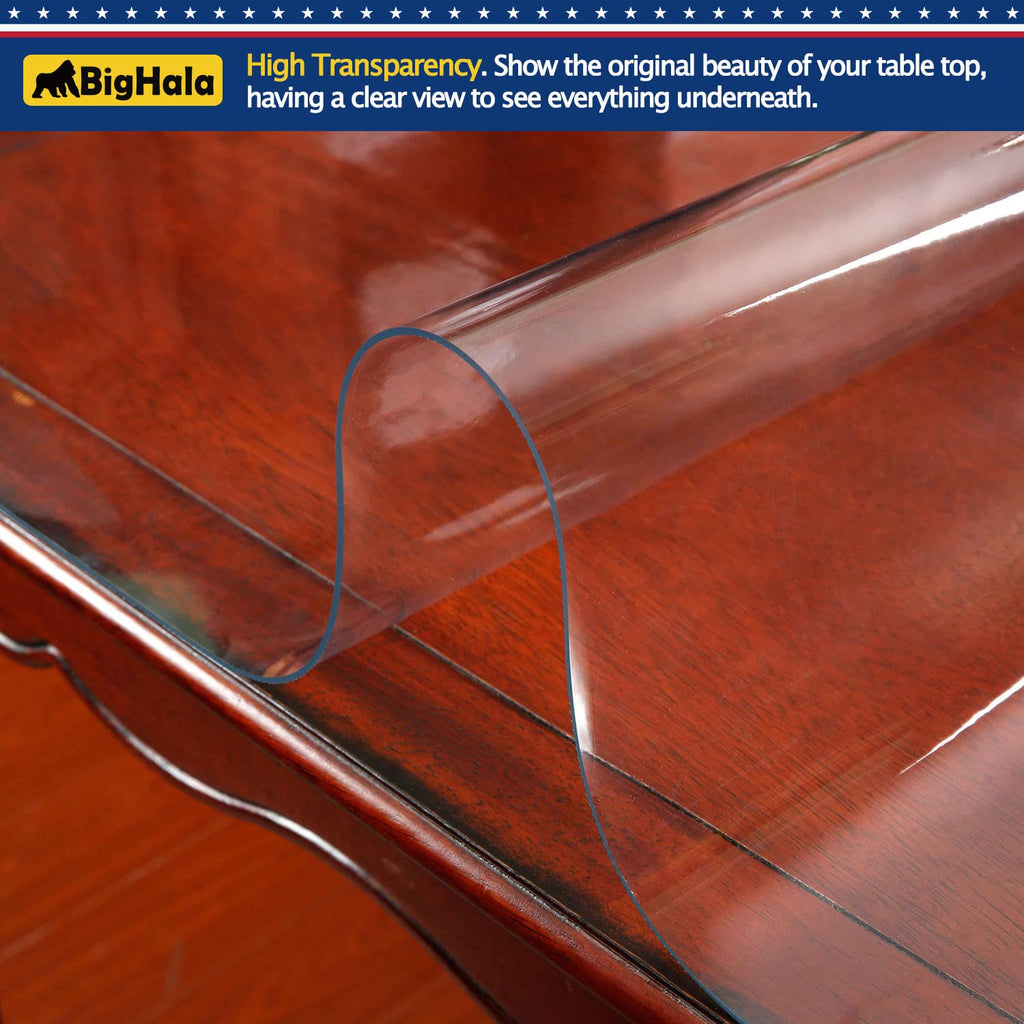 Wooden Furniture Table Protector Clear Plastic Wipeable Tablecloth Eco Thick Protective Desk Cover Clear Vinyl Dining