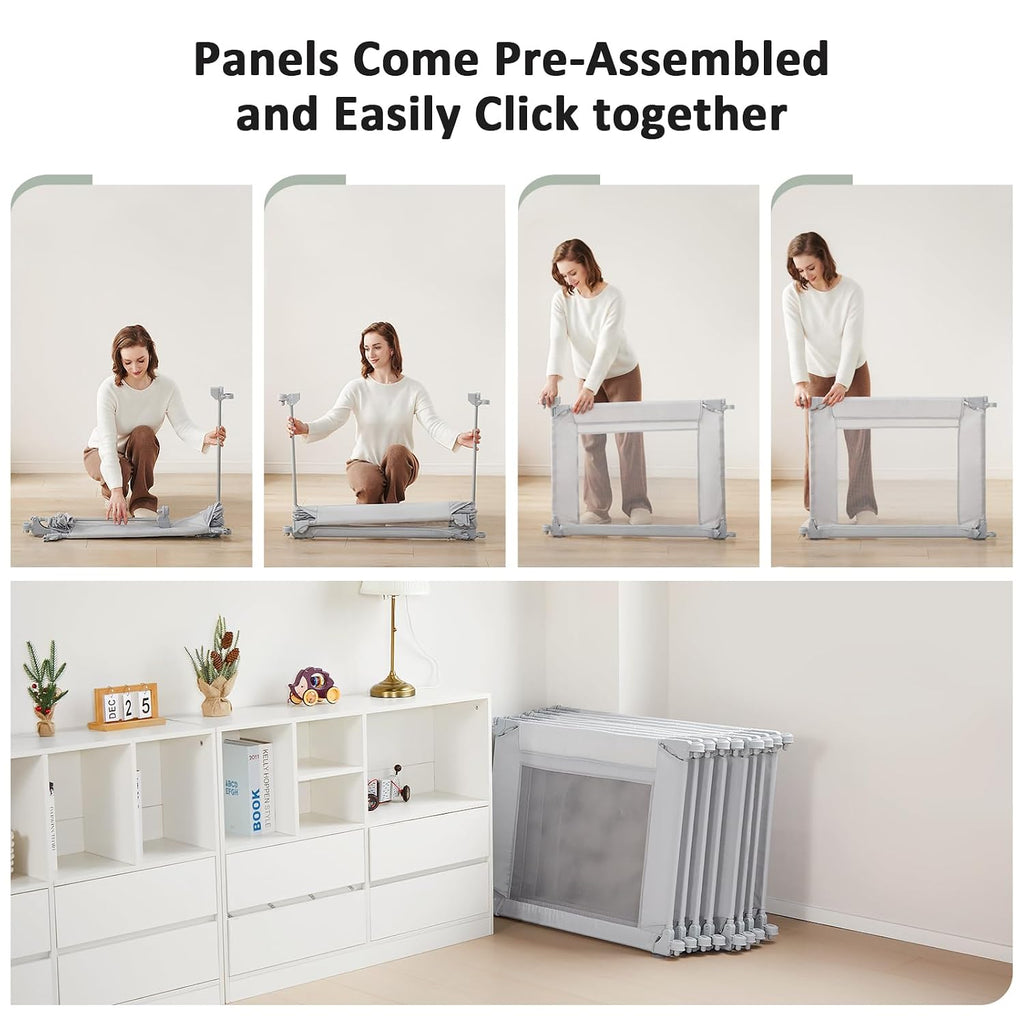 Dotey Adjustable Baby Playpen with Adult Door, Foldable Large Playpen for Babies and Toddlers, Breathable Mesh Indoor