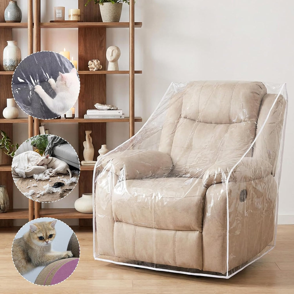 Thickened Plastic Armchair Cover, Heavy Duty Plastic Recliner Cover Furniture Covers, Dust-proof Moving Bags, Clear