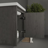 16" Wall-Mounted Bathroom Vanity with Sink, Floating Cabinet, Soft-Close Door, Grey Walnut